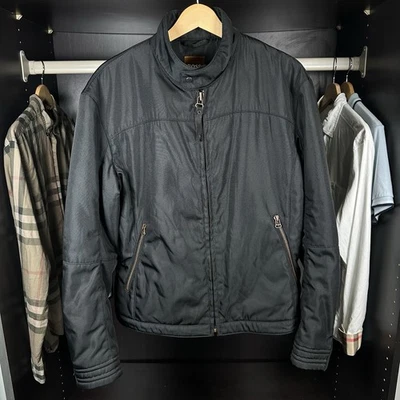 Men’s Hugo Boss Black Nylon Padded Jacket Eu 50 40” Medium Coat RRP £350 Biker - Image 1 of 4