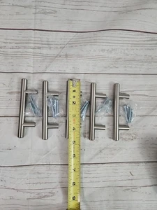 Confezione 5 Maniglie Barra T Cassetto Acciaio Inox Tiranti Armadio Cucina Nichel Spazzolato - Foto 1 di 5