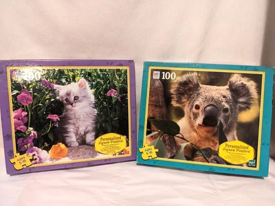 Hasbro/MB Junior Puzzles Lote de 2 Gatito Gris y Oso Koala, 100 piezas De Colección RARO Foto 1 de 4