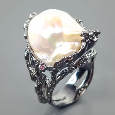 Jewellery Natural Baroque Pearl Ring 925 Sterling Silver Size 9 /R422348 - Image 1 of 4