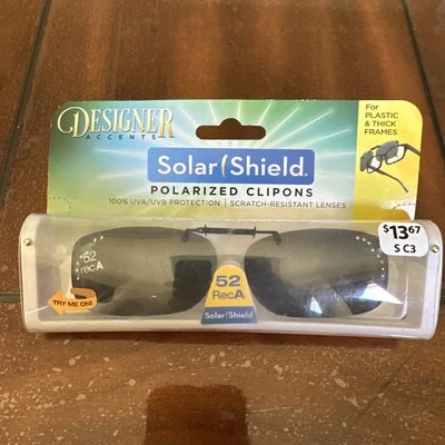 Gafas de sol polarizadas con clip 52 Rec A de diseñador negras sin marco Solar Shield  Foto 1 de 4