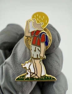 Boy Saluting With Blue Backpack Gold Tone Enamel Lapel Pin - Picture 1 of 8