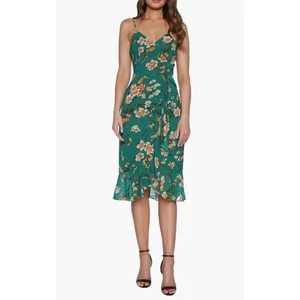 Bardot Womens Malika Floral Print V-Neck Chiffon Dress in Green XSmall MSRP $109 - Picture 1 of 10