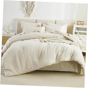 California King Comforter Set - 7 Pieces Bed California King (104"x96") Beige - Picture 1 of 8