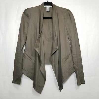 DVF Diane Von Furstenberg Blynn Blazer Asimétrico Marrón Oliva Talla 2 Mezcla de Lino Foto 1 de 4