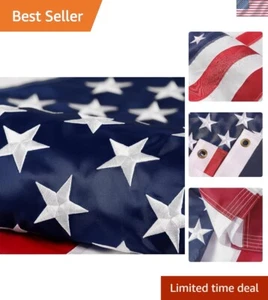 American Flag 3x5 ft Sewn Stripes Brass Grommets - Patriotic Outdoor Decor Nylon - Picture 1 of 10
