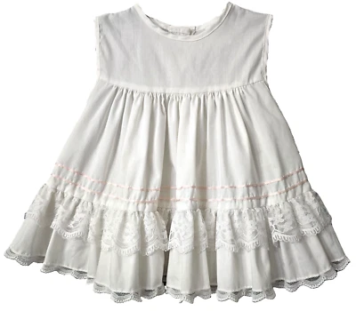 Vestido de Pascua Bryan de Encaje con Volantes 18 Meses Niña Bajo Sin Mangas Blanco EE. UU. De Colección Años 80 Foto 1 de 4