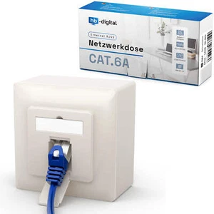 1x Netzwerkdose CAT 6A 1x RJ45 Datendose Netzwerk Dose Aufputz Unterputz LAN DSL - Photo 1/12