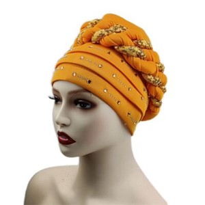 New African Hat Headwrap Hats for Women Pre-Tied Africain Designer Bonnets