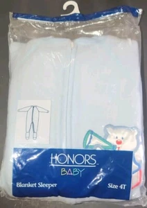 New VTG Blue Blanket Sleeper by Honors USA Teddy Bear Size 4T Toddler NOS - Picture 1 of 8