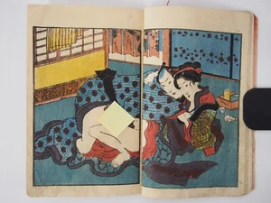 Japanischer Holzschnitt Shunga Buch; Edo Periode Ukiyo-e - Bild 1 von 15