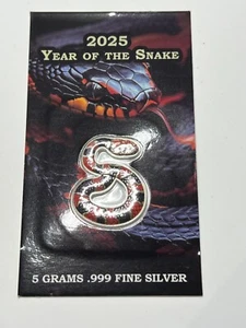 2025 5g .999 Plata Año de la Serpiente Nuevo Precintado - Imagen 1 de 4