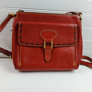 Dooney & Bourke Florentine Leather Buckle Pocket Zipper Crossbody Bag Red - Picture 1 of 12