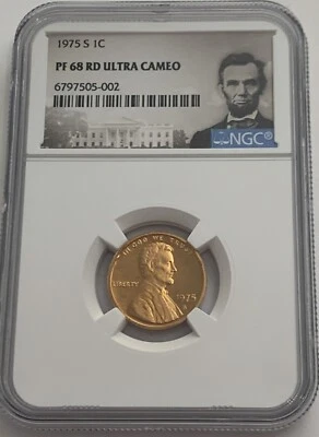 1975 S NGC PF68 RD Ultra Cameo Red Proof Lincoln Memorial Penny 1c Portrait Lb - Image 1 of 3