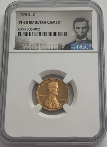 1975 S NGC PF68 RD ULTRA CAMEO RED PROOF LINCOLN MEMORIAL PENNY 1C PORTRAIT LB Cover