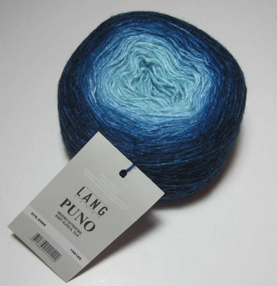 200 gram ball of LANG PUNO Merino Alpaca Silk yarn BLUE GRADIENT #978.0088 - Image 1 of 1