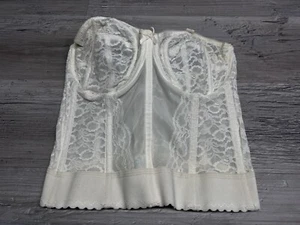 Vintage 80s Goddess Corset Boned Bustier White Lace Size 34D Union Made - Picture 1 of 6