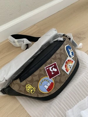 Coach X Peanuts Warren Belt Bag Signature Varsity Patches Snoopy C4028 NWT $350 - Image 1 of 4