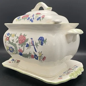 Trimont Floral Covered Soup Tureen with Underplate and Ladle c1960s Japan 3.5qt - Picture 1 of 22