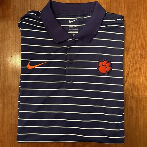 NEW Nike On-Field Dri-Fit Striped Polo - Clemson Tigers - Mens X-Large (XL) Cover
