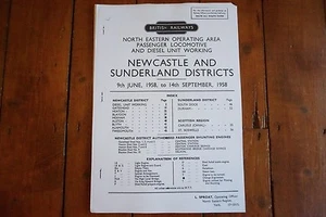 1958 Fascimilie Newcastle Sunderland Railway Passenger Loco Engine Workings  - Picture 1 of 12