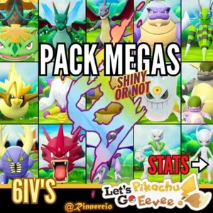 Pack All 15 Mega Evoluciones Shiny or not Pokemon Let´s Go Pikachu & Eevee 🐇⚡🧬 - Picture 1 of 19