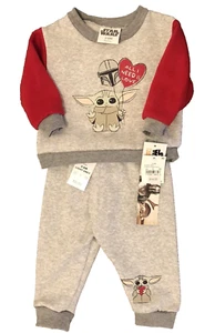 Star Wars Top Jogger Pants Set (Boys 3-6M) Baby Yoda Mandalorian Valentine's Day - Picture 1 of 11