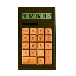 12-Digits Bamboo Custom Carved Desktop Calculator - Walnut Color  CB1203 - Picture 1 of 4