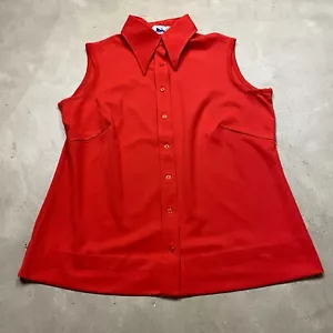 Vintage 70s Sears Sleeveless Button Down Shirt Blouse Women’s XL Size 40 - Picture 1 of 4