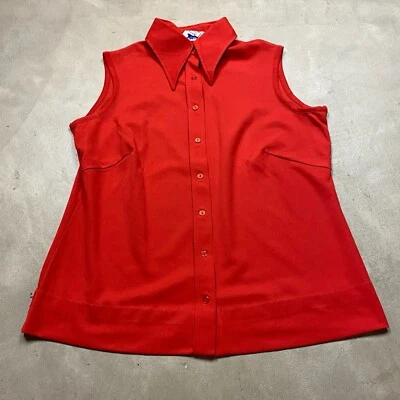Camisa Blusa Vintage Años 70 Sears Sin Mangas Con Botones Para Mujer’s XL Talla 40 Foto 1 de 4