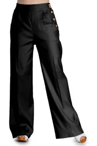  Marine High Waist Schlaghose Hose Vintage Leinen ARBEIT 4XL UK 22 - Bild 1 von 2