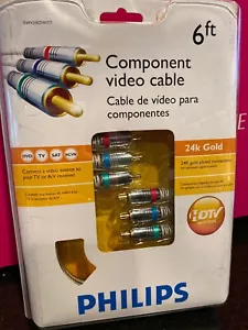 Phillips 6 ft Foot Component Video Cable 500 Series SWV3302S/27 24karat Plated - Picture 1 of 8