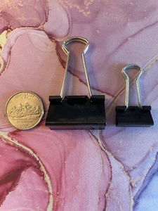 Binder Clips Metal Paper BLACK --med. 1.25", sm. 0.75"- 20 total - Picture 1 of 9