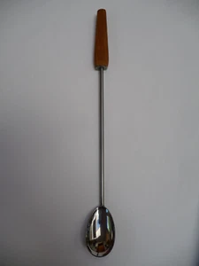 Cocktail Löffel Edelstahl mit Holzgriff 20 cm lang für Obst Cocktail NR - Bild 1 von 3