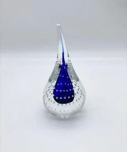 Jablonski Lead Crystal Glass Paperweight Blue Bubble Teardrop Ornament 14cm Tall - Picture 1 of 7
