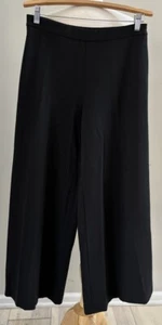 Fuzzi Black Wide Leg Crop Pants Size L Side Zip Viscose Blend Made In Italy EUC - Picture 1 of 3