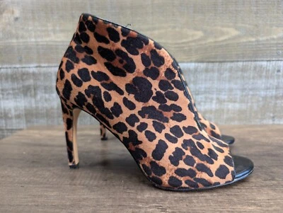 Jessica Simpson Leopard Cheetah Print Velvet Stiletto Booties Heels Womens 8 - Image 1 of 4