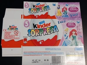 KINDER FERRERO SORPRESINE SCATOLA OVETTI 3-PACK BOX VUOTA SERIE DISNEY PRINCESS - Foto 1 di 2