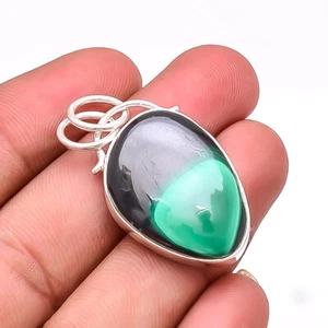 Eye In Malachite - Congo 925 Sterling Silver Handmade Pendant 1.56" sku16 - Picture 1 of 3