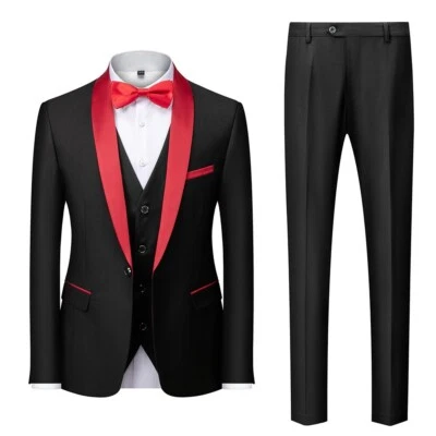 Conjunto de trajes para hombre 3 piezas formal esmoquin chal solapa blazer chaqueta chaleco pantalones un botón Foto 1 de 4