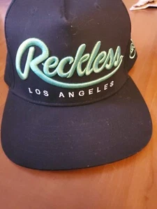 young & reckless snapback hat - black w/ teal lettering - Picture 1 of 3