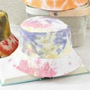 Sombrero de cubo reversible rosa azul amarillo tie dye - Imagen 1 de 3