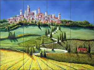 Piastrella toscana backsplash Hoyle paesaggio arte ceramica murale RW-SH003 - Foto 1 di 2