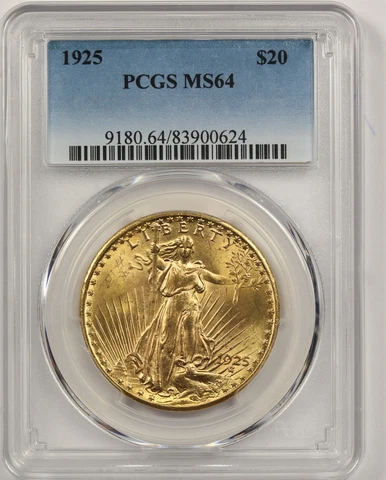 1925 $20 PCGS MS 64 Saint-Gaudens Gold Double Eagle Cover