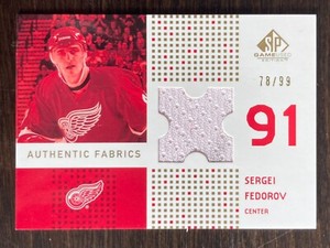 SERGEI FEDOROV 2002-03 SP Game Used Authentic Fabrics Gold /99 RED WINGS