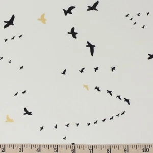 Inkwell Flight In Cream Birds by Jay-Cyn For Birch Fabric Organic Knit 51 x 44 - Picture 1 of 1