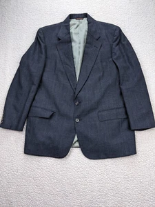 Marshall Fields New Traditions Men 42R Blue Windowpane Wool Blazer Jacket - Picture 1 of 15