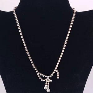 Collar de diamantes de imitación ovalados redondos vintage colgante placa de plata joyería  - Imagen 1 de 4