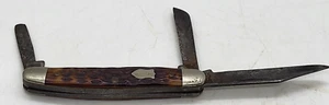 Schrade USA Staglon Pattern Vintage Stockman 3 Blade Pocket Knife Nice  - Picture 1 of 13