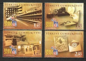 TURKEY 2015 175TH ANNIV. OF FOUNDING OF TURKEY POST PTT COMP. SET 4 STAMPS MINT - Picture 1 of 3